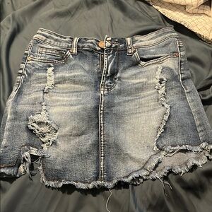 Indigo Rein Blue Asymmetrical Skater Mini Skirt